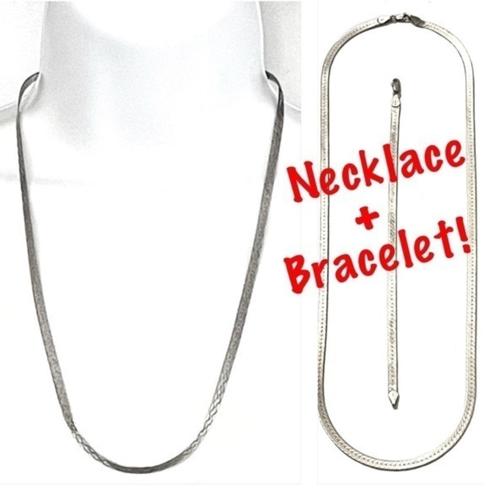 REVERSIBLE! 5MM Sterling Silver Italian Necklace & Bracelet Set! By Milor!